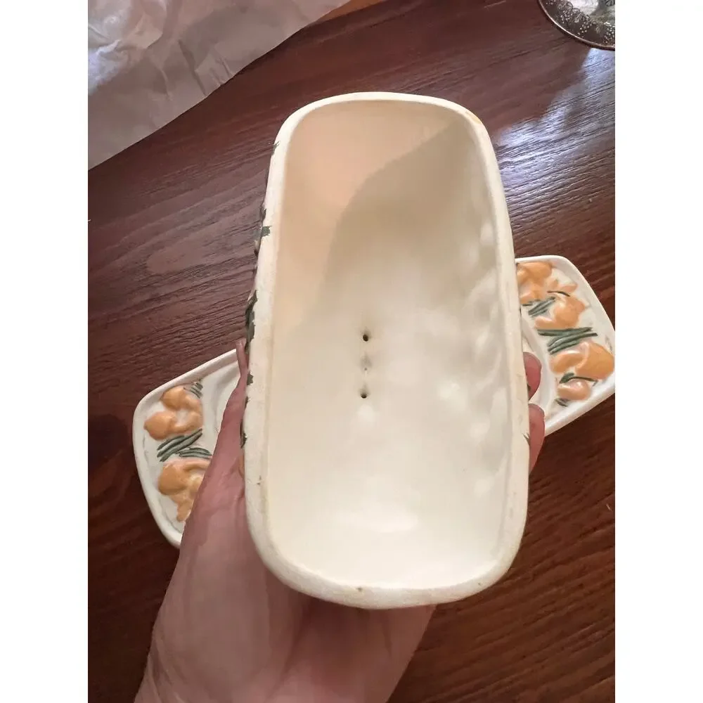 vintage 70s mushroom butter dish hand crafted ceramic retro kitchy kitchen decor